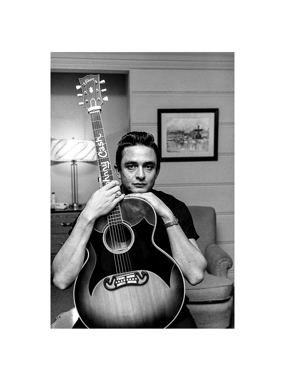 Johnny Cash Vintage 1960s Gibson Guitar Fretboard Photo Print 4x6 Lustre